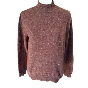 Alfred Dunner Petite PS burgundy brown long sleeve mock neck sweater